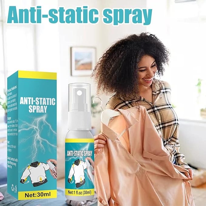 Anti-Static Spray, 30 ml Anti-Static Spray Multifunctional Anti-Static Spray for Garment Furniture, Static Remover for Clothes, Portable Anti-Static Spray for Removing Static Impacts, Anti-Static