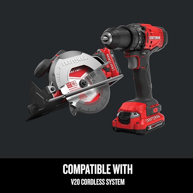CRAFTSMAN V20 Cordless Power Tool Combo Kit, with Drill/Driver, Circular Saw, 2 Batteries and Charger (CMCK202C2)