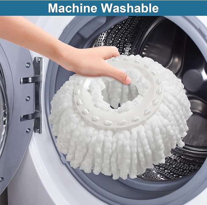 6 Pack Mop Heads Replacements, Compatible with FunClean Spin Mop & RinseWise Mop Bucket, Microfiber Spin Mop Head Refill Cleaning Supplie for Home Industrial and Commercial Use