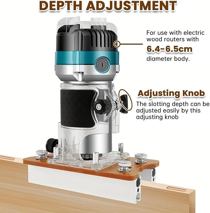 Router Trimmer Tool, Portable Adjustable Router, Wood Cutting Accessory with 2 in 1 Function, Electric Hand Machine with Precision Design, Woodworking Equipment, Kit for Home Yard Craft Repair