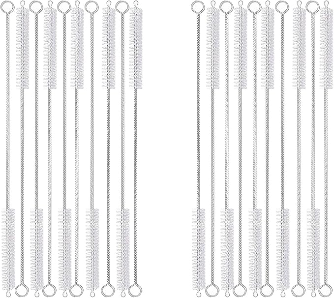 20PCS Straw Cleaner Brush kit,Straw Brush of 8mm-10.6 inch for Water Bottle Sippy Cup with Straw,Glass Straw,Piper Cleaning,Tubes Cleaning Like Filter and Sink Drain Hair Remove (Rubber top)