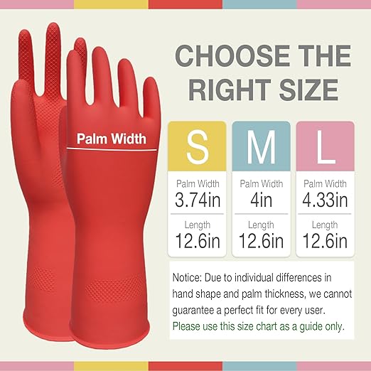 Rubber Cleaning Gloves 5 Pairs Kitchen Dishwashing Gloves Reusable for Household Washing Dishes Cleaning Gardening, Non-Slip Water Resistant Dish Gloves for Women Men Medium