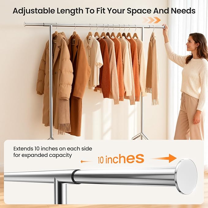 Heavy Duty Clothes Rack, Rolling Clothing Rack for Hanging Clothes Load 650 LBS with 2 Sturdy Shelves, Metal Garment Rack with Wheels for Bedroom, Laundry Room, Retail Store, Silver
