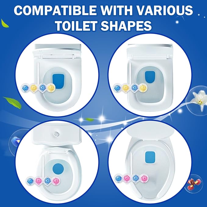 SCENTORINI 4-in-1 Toilet Bowl Cleaner, Rim Hanger Automatic Toilet Bowl Freshener, 4 Lemon & 4 Magnolia Scent, Toilet Bowl Cleaning Balls Long-Lasting up to 30 Days
