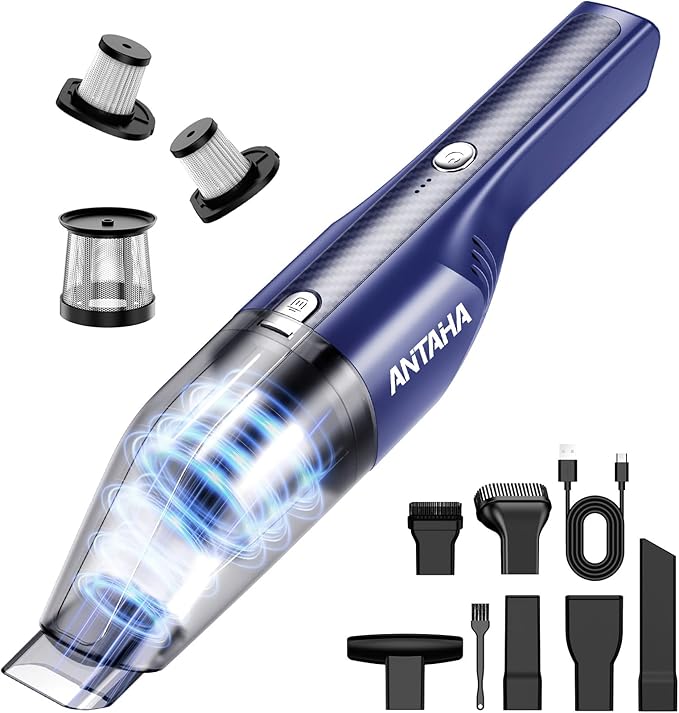 Handheld Vacuum Cordless -Car Vacuum Portable Cordless Cleaner Powerful Suction,1.2lbs Lightweight, Type-C Charge, Multiple Accessories, Portable Hand Vacuum for Home, Pet and Car