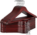 StorageWorks Wooden Hangers 20 Pack, Wood Coat Hangers for Closet, Heavy Duty Clothes Hangers for Suits, Shirts, Pants, Jackets, Dark Cherry Color