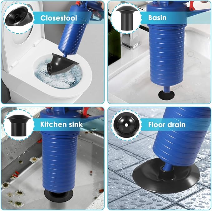 Toilet Plunger, Air Drain Blaster, Pressure Pump Cleaner, High Pressure Plunger Opener Cleaner Pump for Bath Toilets, Bathroom, Shower, Sink, Bathtub, Kitchen Clogged Pipe