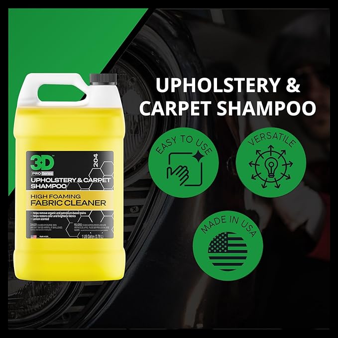3D Extractor Carpet Cleaner Upholstery Shampoo – Ultimate Carpet & Upholstery Cleaning Kit – Low Foam & High Foam Stain Remover Duo – 1 Gallon Each