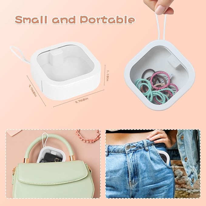 Hair Tie Organizer, Small Portable Hair Accessories Storage Can Be Stackable Or Hung On The Wall, Small Items Holder Hair Tie Organizer for Jewelry Hair Stuff Hair Clip Cotton Swab