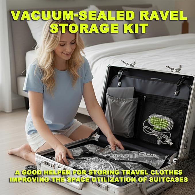 Vacuum Storage Bags for Travel with Portable Electric Pump, 8 Packs Vacuum Seal Bags for Clothing with High Pressure Pump, Compression Packing Space Saver, Portable Travel Bags for Luggage