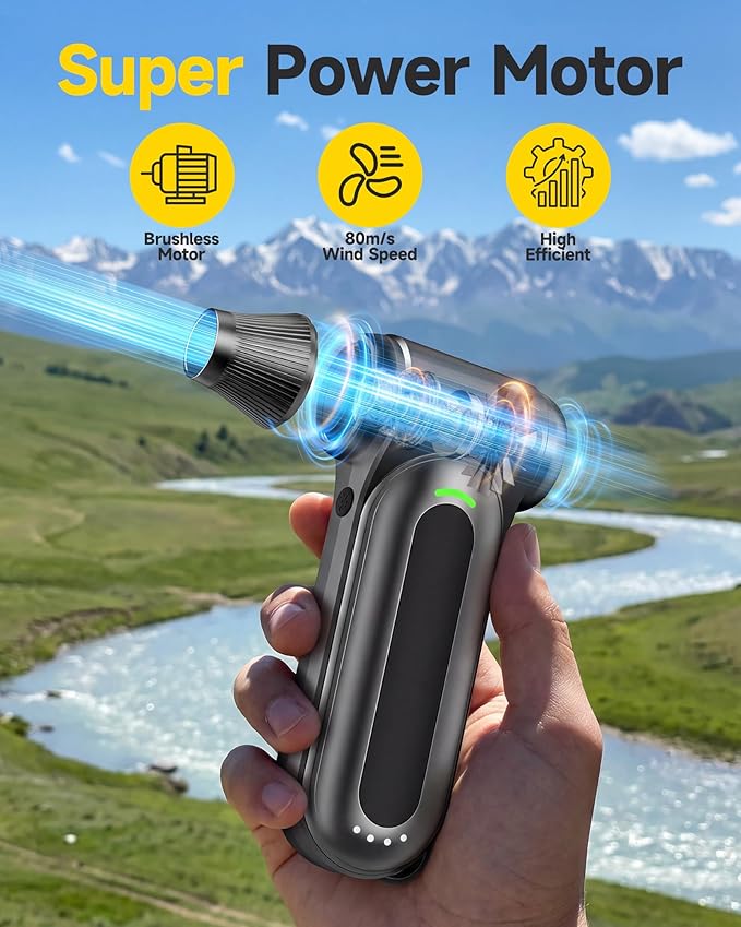 Electric Compressed Air Duster, 170000RPM High-Speed Cordless Air Blower with Rechargeable Battery for Keyboard, PC & Electronics Car Cleaning, Reusable Canned Air Alternative