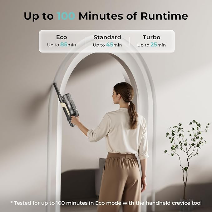Candy Cordless Stick Vacuum Cleaner, 320AW Powerful Suction, 100min Runtime, Flexi-Fold Tube, SmartSense Tech, LED Headlights, Pet Hair Pickup, Pet & Crevice Tools, for Hard Floor & Carpet, CVS60