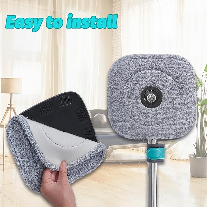 6 Pack Microfiber Mop Head Replacement, Compatible with True & Tidy SPIN-800 TrueClean Mop M16 Spin Mop, Square Microfiber Mop Pads, Grey, Microfiber, Felt