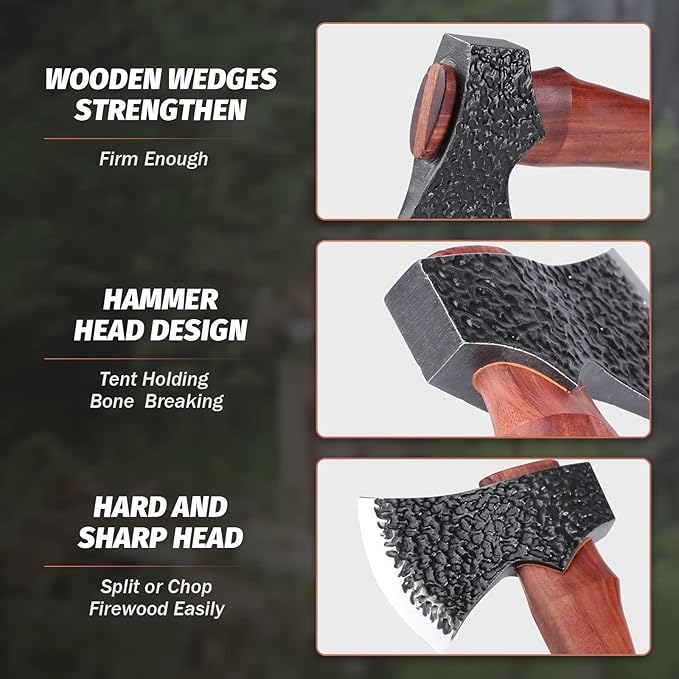 DRAGON RIOT Camping Axe Set Gift for Men and Father Hand Forged Survival Hatchet with Sheath Multipurpose Axe for Bushcraft Wood