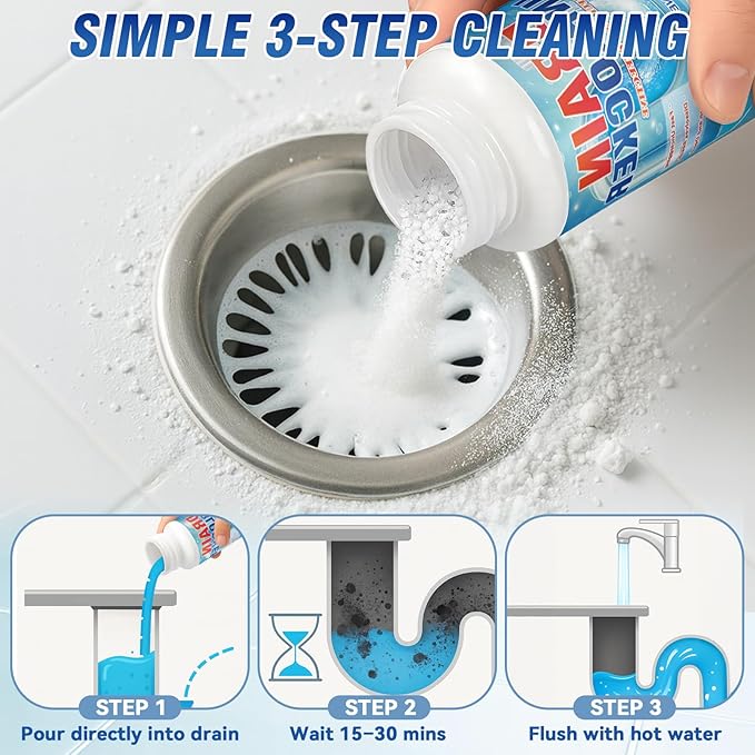 Pipeline Dredging Agent 260g – A Reliable drain clog remover for sinks, showers, toilets, and tubs, designed to support smooth water flow and safe everyday use with septic systems