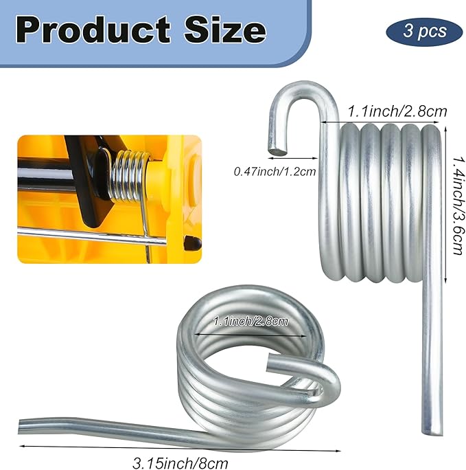 Comercial Mop Bucket Spring Replacement 3 Count Side-Press Wringer Torsion Springs Large 8 Loop Torsion Spring
