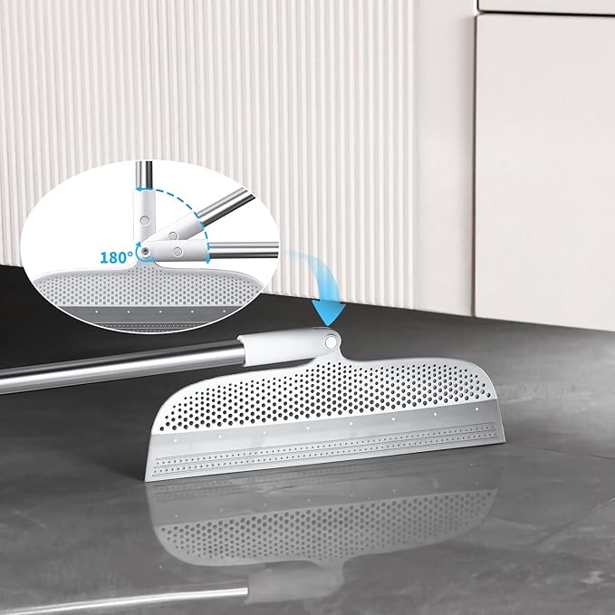 Multifunction Floor Squeegee Broom for Pet Hair Removal, Silicone Magic-Style Broom for Floor Cleaning, 51.77" Long Handle for Carpet, Bathroom Tile, Hardwood Floors, Garage, Liquid Spills, Fine Dust