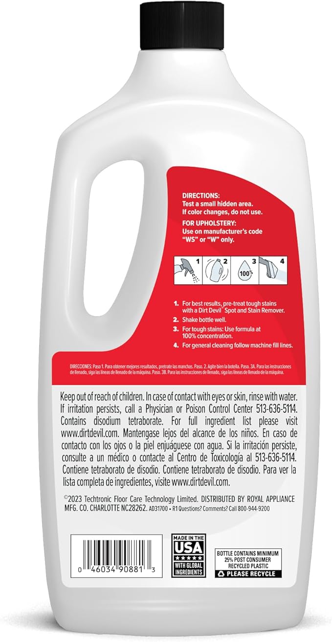 Dirt Devil Pet Portable Spot Cleaner Solution,32 oz.,Fresh Blossom Scent,Upholstery and Carpet Shampoo Solution,Eliminates Pet Messes and Odors,Pair Portable Spot Cleaners,(Pack of 2)