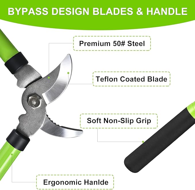 YIAD Garden Pruning Set with Lopper & Shears, 1.5-0.5" Cutting Capacity, Sharp Steel Blade, Ergonomic Handle, for Tree Branch Trimming, Fruit Tree, Shrub, Hedge, Garden Yard Flowers Plants