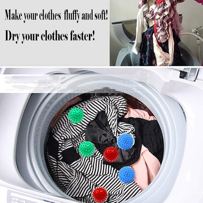 Reusable Dryer Balls Laundry Wash Dryer Balls Anti-static Fabric Softener Laundry Washing Ball, 6pcs (Dark green)