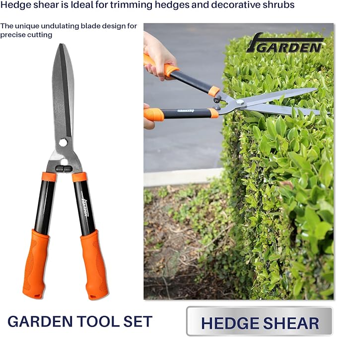iGarden 3 Piece Combo Garden Tool Set with Lopper, Hedge Shears and Pruner Shears, Tree & Shrub Care Kit