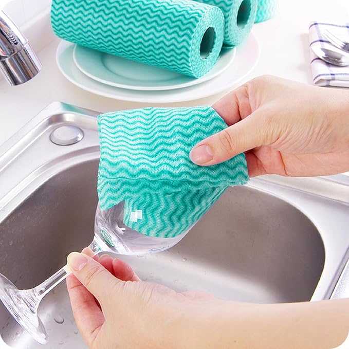 Disposable Kitchen Cleaning Towel Disposable Dish Cloths, Reusable Wipes Heavy Duty Cleaning Rags 50 Count/Pack