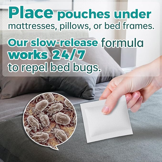 8 Pack Bed Bug Repellent, Natural Citronella & Lemongrass Plant-Based Formula, Deter Bed Bugs Eggs, Lasting Protection 2 Months for Mattress Furniture Luggage, Non-Toxic Family Safe