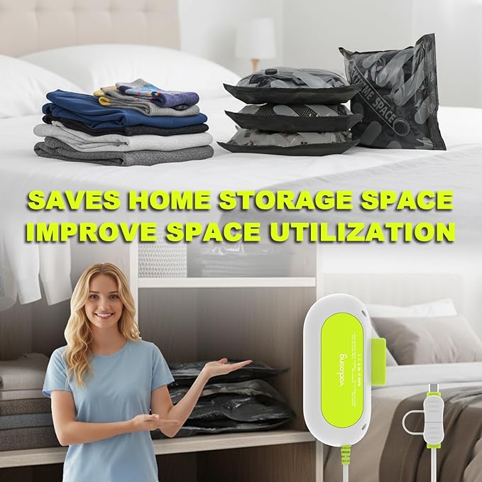 Vacuum Storage Bags for Travel with Portable Electric Pump, 16 Packs Vacuum Seal Bags for Clothing with High Pressure Pump, Compression Packing Space Saver, Portable Travel Bags for Luggage