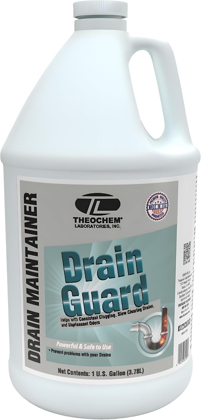 Drain Guard Bio-Enzymatic Sink/Drain Cleaner, Commercial Grade Powerful Deodorizer for Grease Traps, Slow Pipes, Monthly Maintenance - 1 Gallon