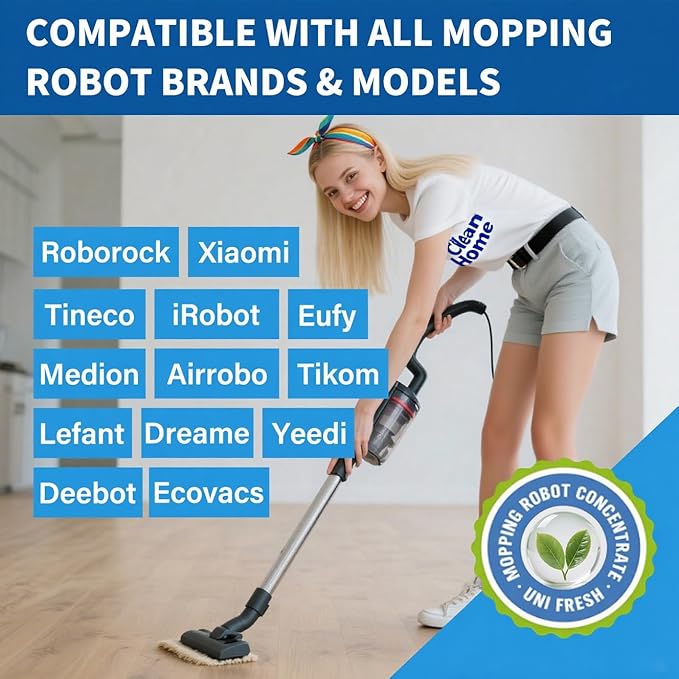 Low Foam Robot Vacuum Floor Cleaning Concentrate Solution Compatible for Roborock Q5 Max, Tineco, iFloor, 8.45 Fl Oz 250ml