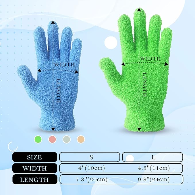 Evridwear Microfiber Gloves for Plant Dusting,2 Pairs Reusable Leaf Cleaning Glove for Houseplants,Blinds,Furniture and Small Objects