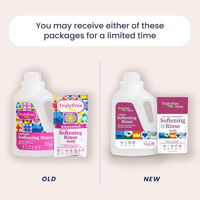 Truly Free Natural Fabric Softener | Non-Toxic for Babies & Kids Sensitive Skin | Plant-Based Laundry Softening Conditioner | Safe, Gentle & Chemical-Free | Unscented | 1 Pack with Jug