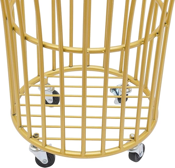Household Storage Basket, 360° Rolling Movable Laundry Basket,Floor-Standing White Multi-layer Clothes Organizer for Kitchen,living Room and Bathroom (Metal Gold)