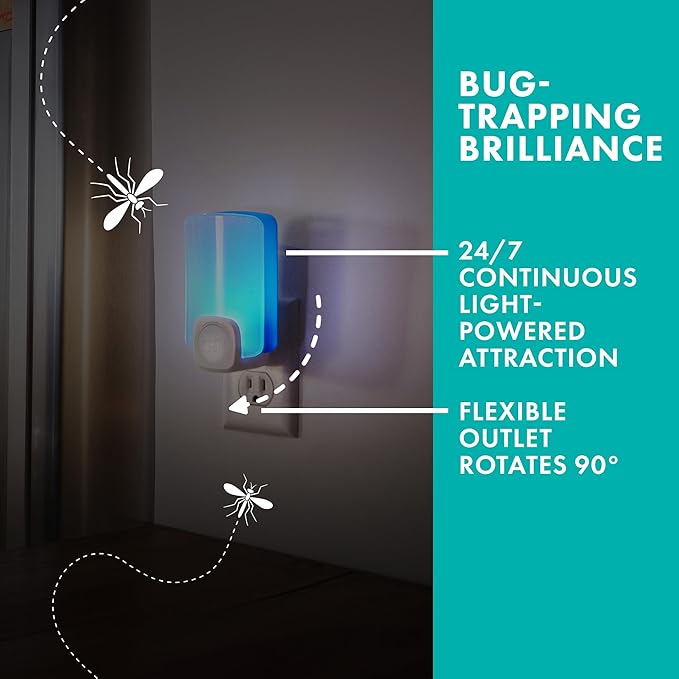 STEM Insect Trap - Indoor Fruit Fly & Gnat Pest Control for House, Home and Kitchen, Attracts & Traps Flying Bugs, Soft Blue Light - Includes 1 Plug-in Device & 3 Cartridges