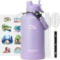 Swigina [2-IN-1 LID] 64 oz Insulated Water Bottle with Silicone Boot (48hrs Cold/24hrs Hot) - DIY Stickers, Leakproof, BPA Free, Half Gallon