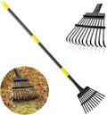 Rake, Garden Leaf Rakes for Lawns Heavy Duty, Yard Metal Rake Tools with 9" Small Narrow Rake Head, 65” Adjustable Long Handle, 11 Steel Tines, Quick Clean up Rake for Shrub, Flower Bed, Camping