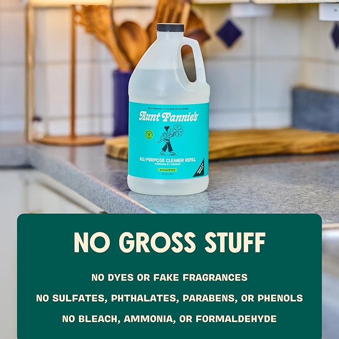 Aunt Fannie's All Purpose Household Cleaner Bundle, Multi-surface Spray and Refill, Powered by Vinegar for Kitchen, Bath, Windows and Countertops, Eucalpytus Scent