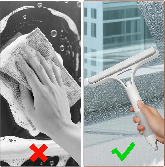 3 in 1 Window Cleaning Scraper,Window Cleaning Scraper,Squeegee for Window Cleaning,3 in One Window Cleaning Scraper for Windows,Car Windshields, Bathrooms, Kitchens, All-Purpose Window Cleaner Tool