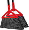 Heavy Duty Broom Outdoor and Indoor, 2 Pack Upgraded Commercial Angle Brooms, Perfect Red Broom of House, Kitchen, Garage, Courtyard