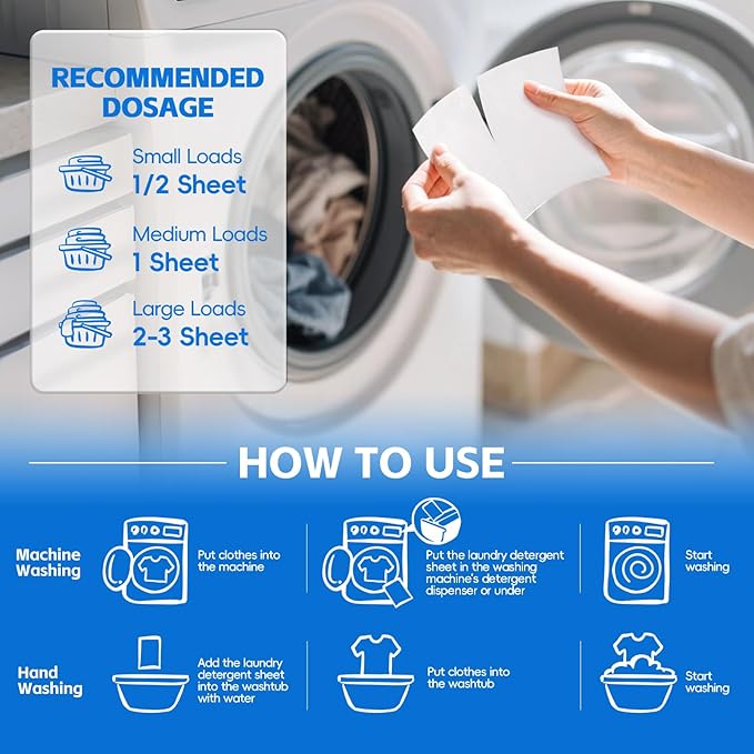 BellaLuce 2 Pack Laundry Detergent Sheets - Laundry Sheets, 800 Loads, Eco-Friendly, Plastic-Free, Fresh Linen Scent, Space Saving, Fast Dissolve & Hypoallergenic