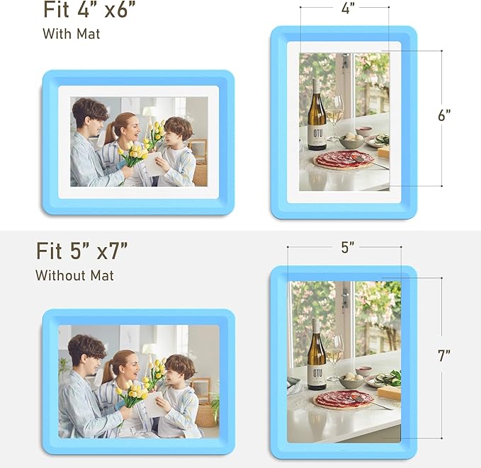 5x7 Picture Frame, Clear Acrylic Photo Frame with White Mat for 4x6 Photos, One-Piece Shatterproof Tool-Free Design, UV-Resistant Waterproof Tabletop Frame for Home Office Decor with 10-Year Warranty