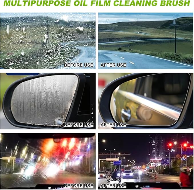 Automotive Oil Film Cleaning Brush, Upgrade 2.0 Car Glass Cleaner Windshield, Car Windshield Cleaner Tool for Perfect Visibility (2 Sets)