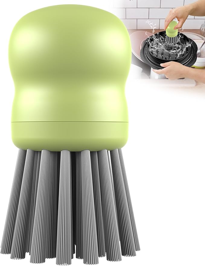 Mini Dish Brush for Cleaning Chicken Shredder, Palm Brush Dish Scrubber with Ergonomic Grip, Kitchen Brush for Washing Dishes, Pans, Pots, Sink (1, Matcha)