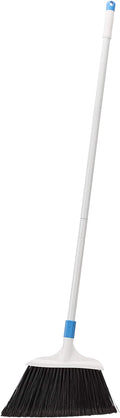 Amazon Basics Heavy-Duty Floor Cleaning Broom with Stiff Bristles, Sturdy 3-Piece Handle, Easy to Assemble, Indoor Outdoor Use for Driveways and Sidewalks, Blue and White