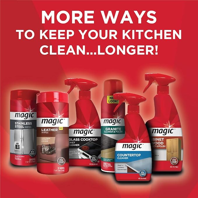 Magic Stainless Steel Cleaner Aerosol - 17 Ounce (6 Pack) - Removes Fingerprints Residue Water Marks and Grease from Appliances - Refrigerator Dishwasher Oven Grill