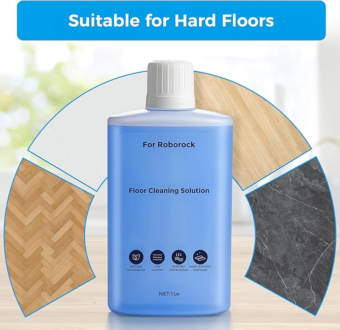 Floor Cleaning Solution Compatible with Roborock Robot Vacuum and Wet Dry Vacuum Cleaner, Deeply Cleans Various Hard Floors Without Leaving any Residue. 1L, 33.81 Fl Oz, Pomelo and Citrus Fragrance