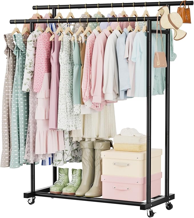 Abiglifty Double Rods Clothes Rack