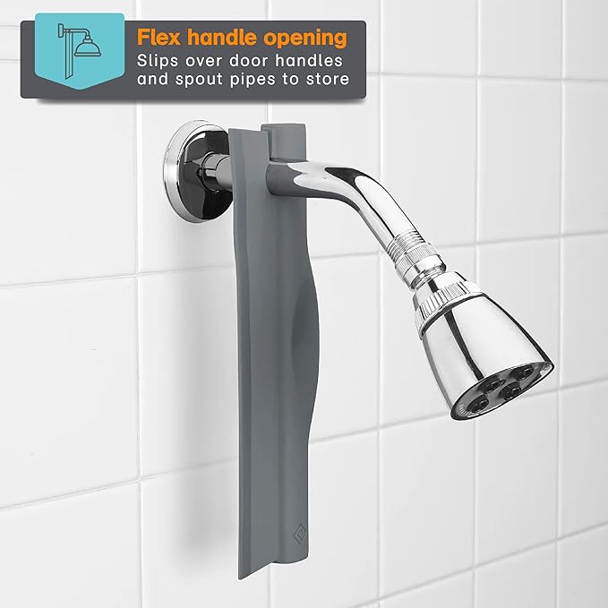Polder Swipe Squeegee, Window Cleaner with Silicone Blade, Shower Squeegee with Flexible Handle, Ideal for Car, Kitchen, Bathroom, Shower Mirror, and More, Cleaning Supplies, Gray