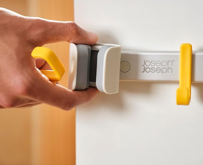 Joseph Joseph CleanTech Cleaning Utility Tool Storage Rail, Organizer Rack with 3 Adjustable Grips and 3 Hooks, Screws Included