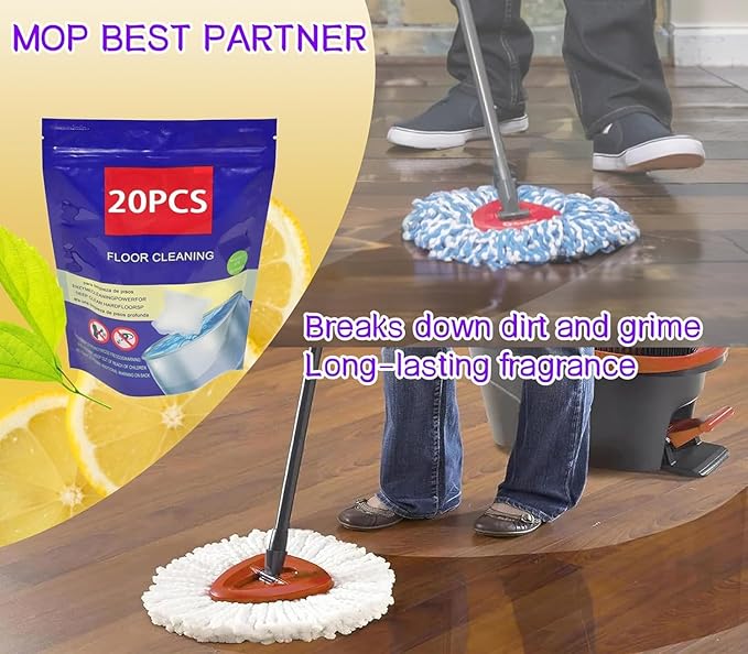 Hard Floor Cleaner,Lemon Scent 20 Count (1Pack) Made From Natural Ingredients,Safe for All Hard Floors,Perfect for Variety of Mop Buckets (Lemon-20)